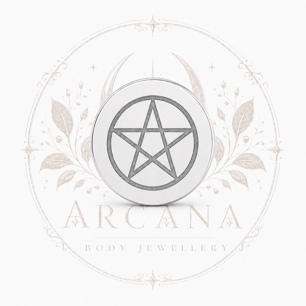 Pentacle Engraved Threadless Flat Back
