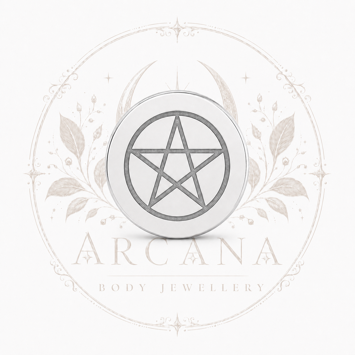 Pentacle Engraved Threadless Flat Back