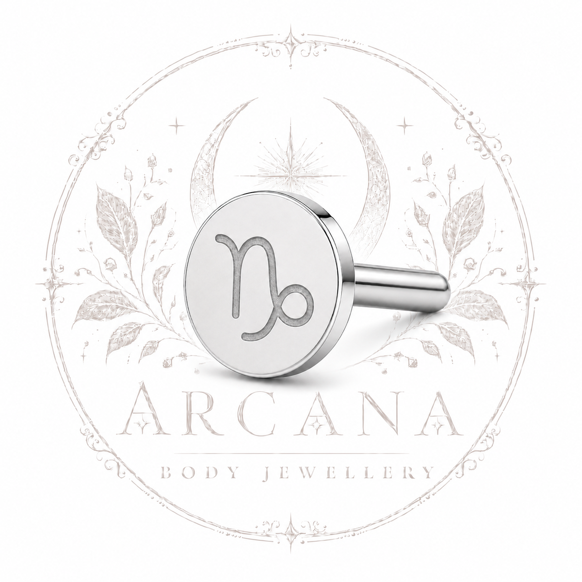 ♑ Capricorn Zodiac Engraved Flat Back