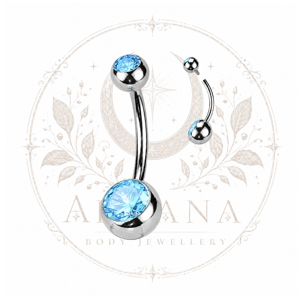 Double-Gem Navel Bar