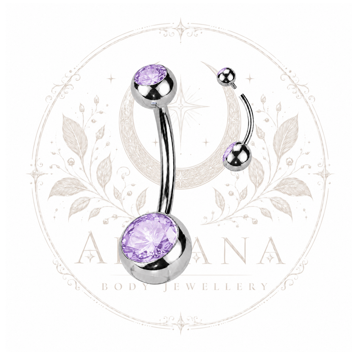 Double-Gem Navel Bar