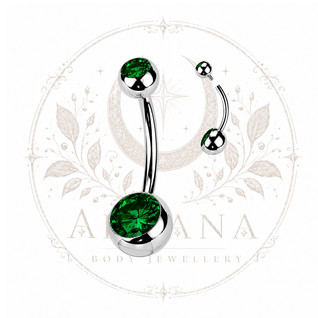 Double-Gem Navel Bar