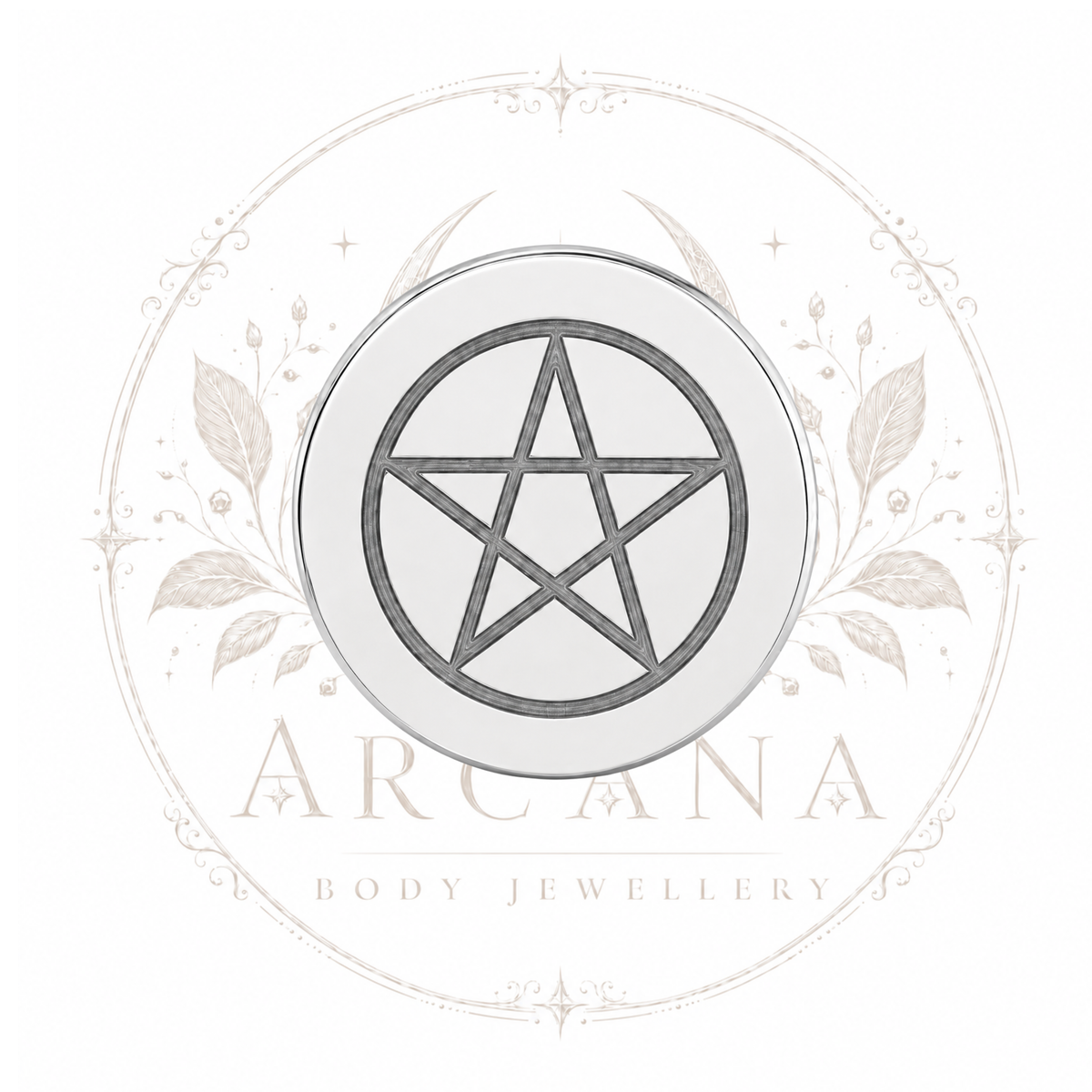 Pentacle Engraved Threadless Flat Back
