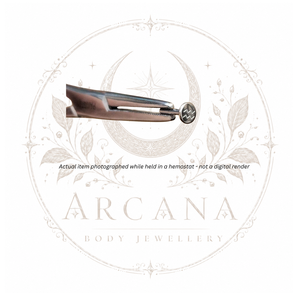 ♒ Aquarius Zodiac Engraved Flat Back