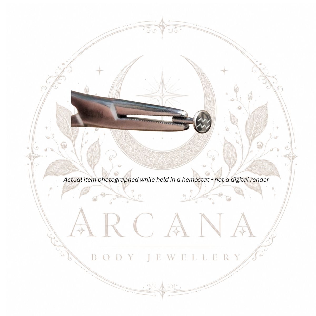 ♒ Aquarius Zodiac Engraved Flat Back