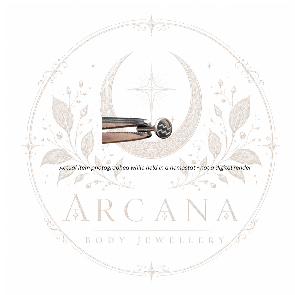 ♒ Aquarius Zodiac Engraved Flat Back