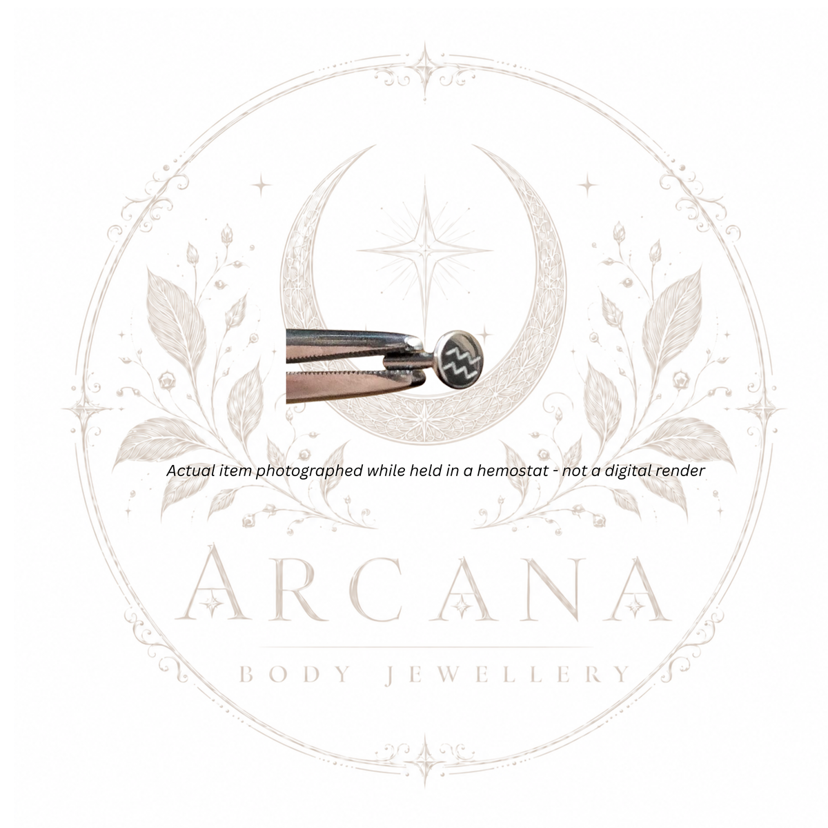 ♒ Aquarius Zodiac Engraved Flat Back