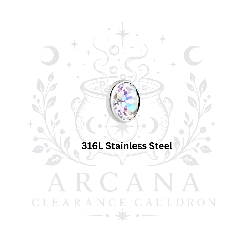 CLEARANCE CAULDRON - 316L Stainless Steel - Internally Threaded Gem Tops - 14g