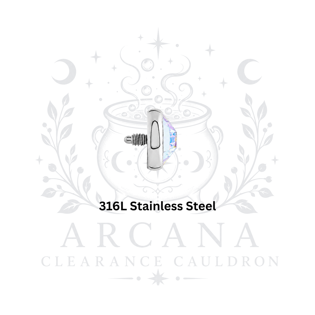 CLEARANCE CAULDRON - 316L Stainless Steel - Internally Threaded Gem Tops - 14g