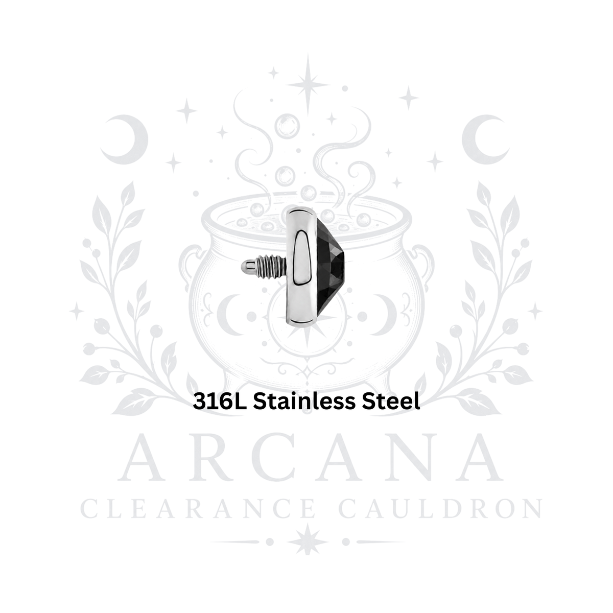 CLEARANCE CAULDRON - 316L Stainless Steel - Internally Threaded Gem Tops - 14g