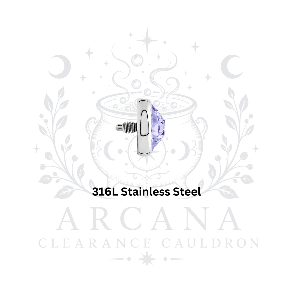 CLEARANCE CAULDRON - 316L Stainless Steel - Internally Threaded Gem Tops - 14g