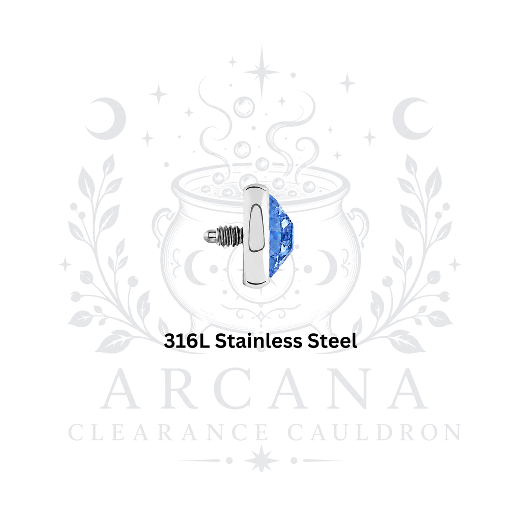 CLEARANCE CAULDRON - 316L Stainless Steel - Internally Threaded Gem Tops - 14g