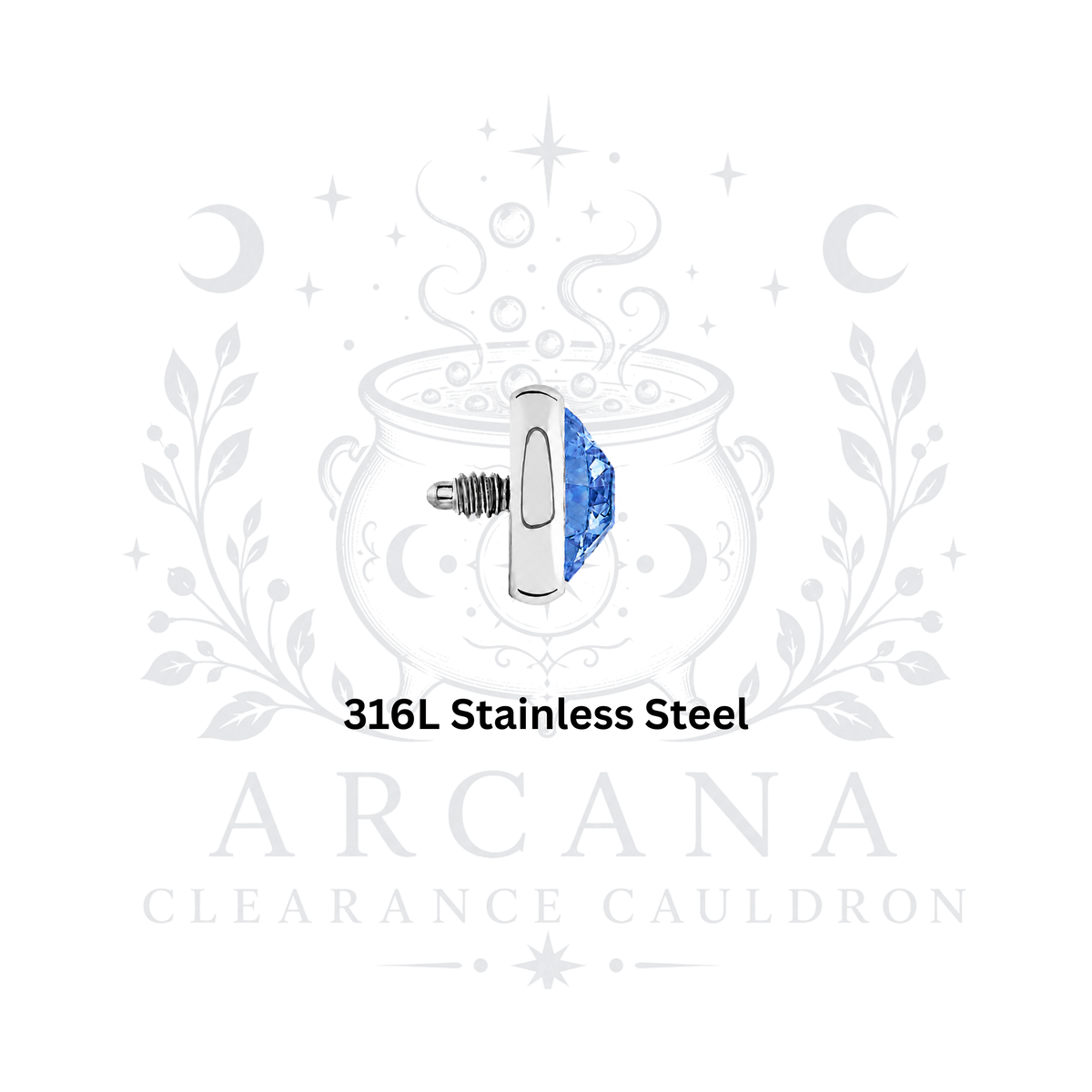 CLEARANCE CAULDRON - 316L Stainless Steel - Internally Threaded Gem Tops - 14g