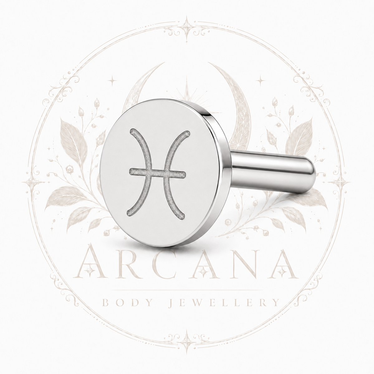 ♓ Pisces Zodiac Engraved Flat Back
