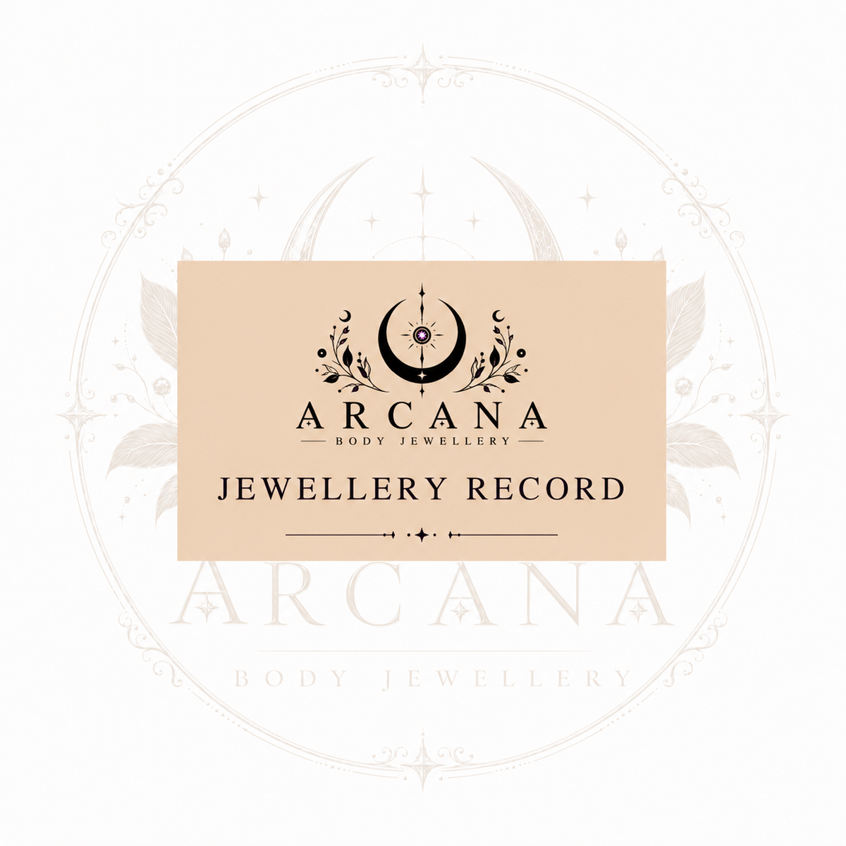 Jewellery Record Card