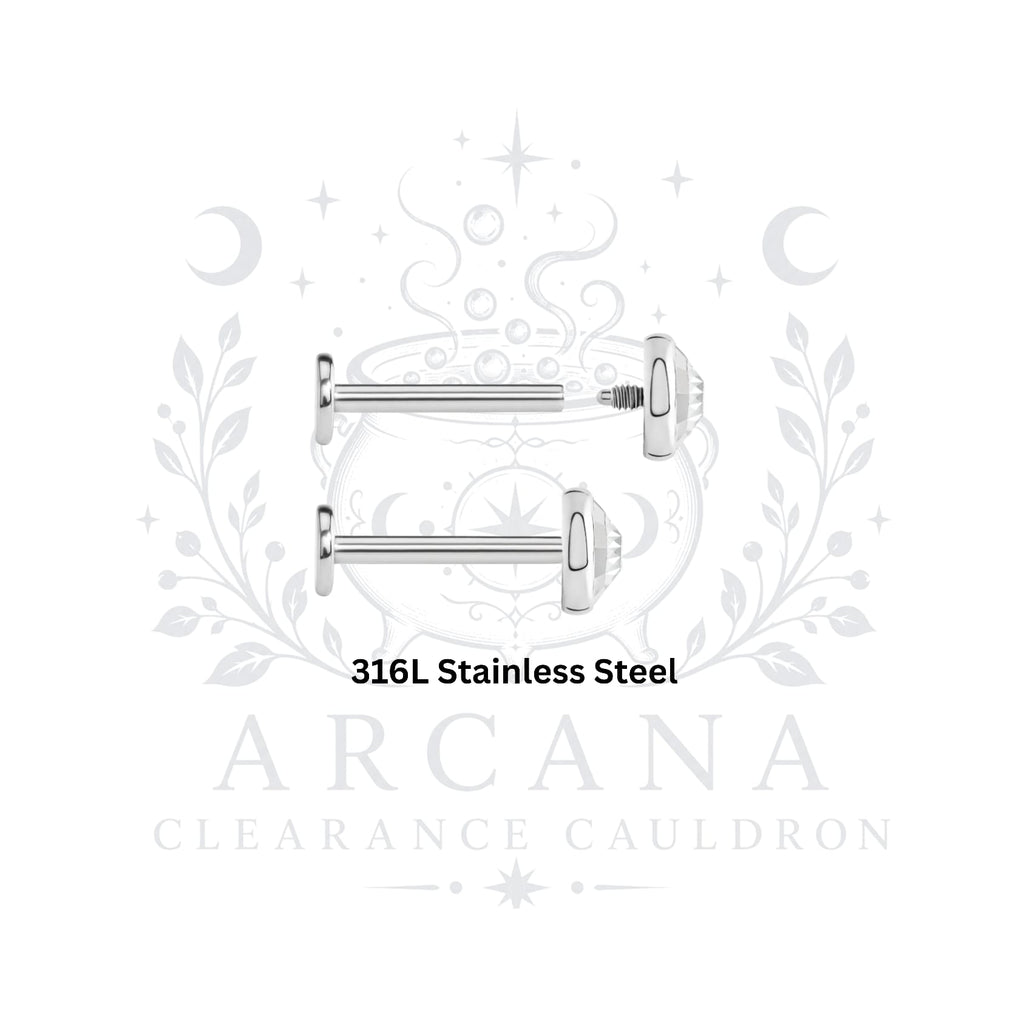 CLEARANCE CAULDRON - 316L Stainless Steel - Internally Threaded Gem Tops - 14g