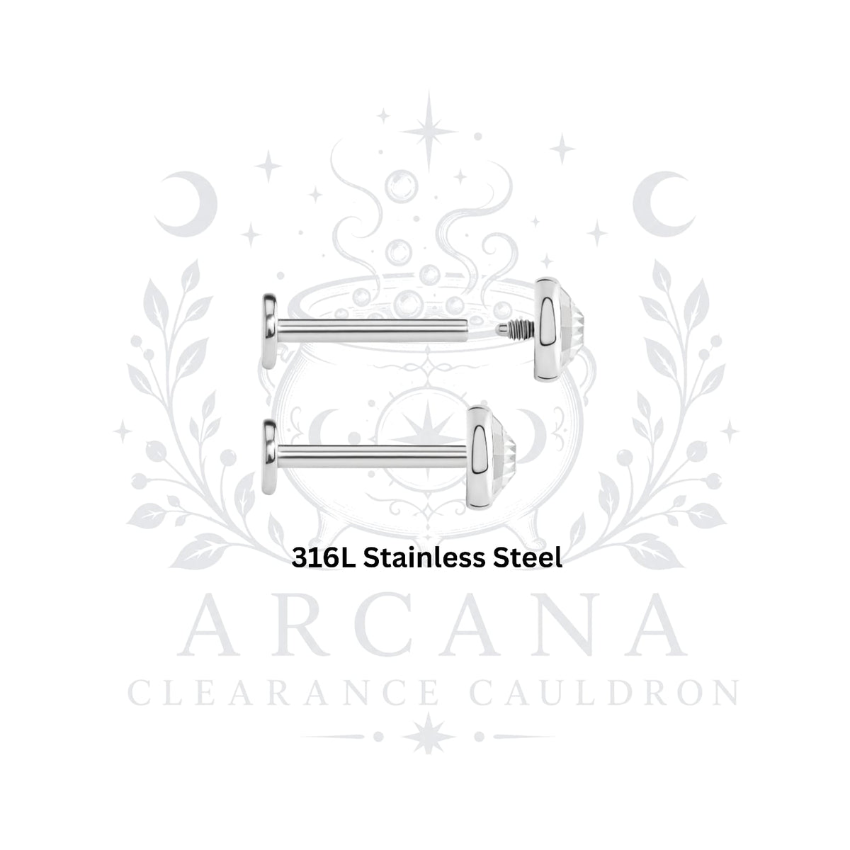 CLEARANCE CAULDRON - 316L Stainless Steel - Internally Threaded Gem Tops - 14g