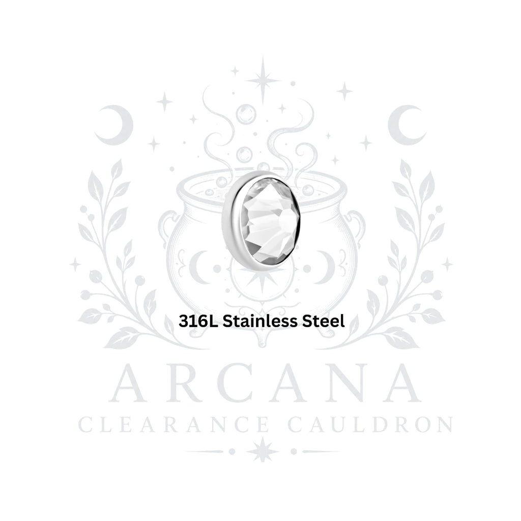 CLEARANCE CAULDRON - 316L Stainless Steel - Internally Threaded Gem Tops - 14g
