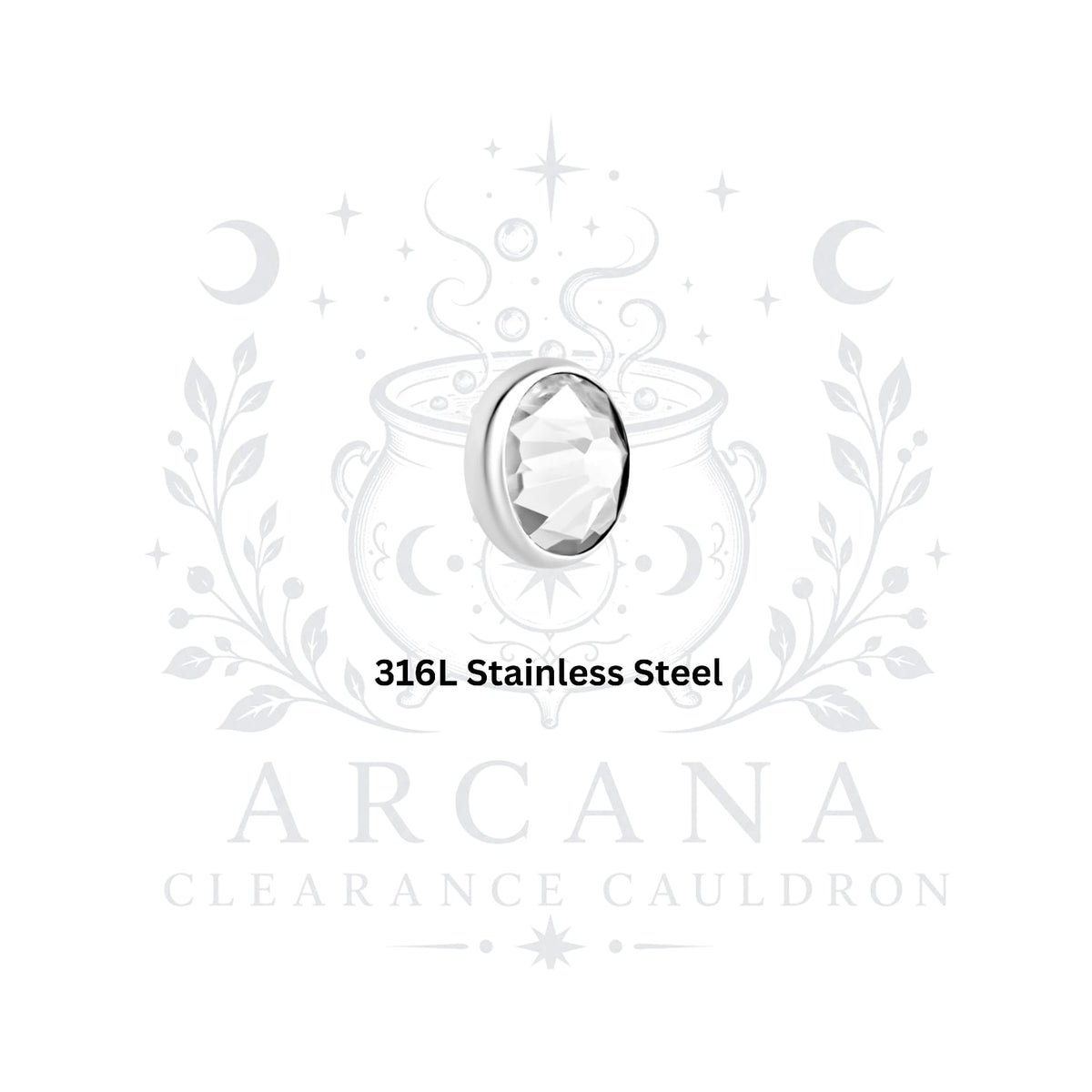 CLEARANCE CAULDRON - 316L Stainless Steel - Internally Threaded Gem Tops - 14g