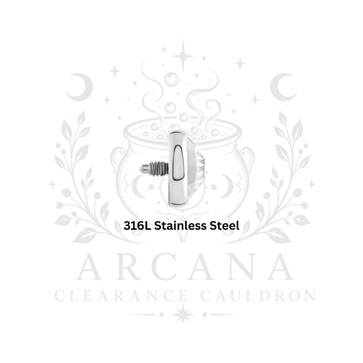 CLEARANCE CAULDRON - 316L Stainless Steel - Internally Threaded Gem Tops - 14g