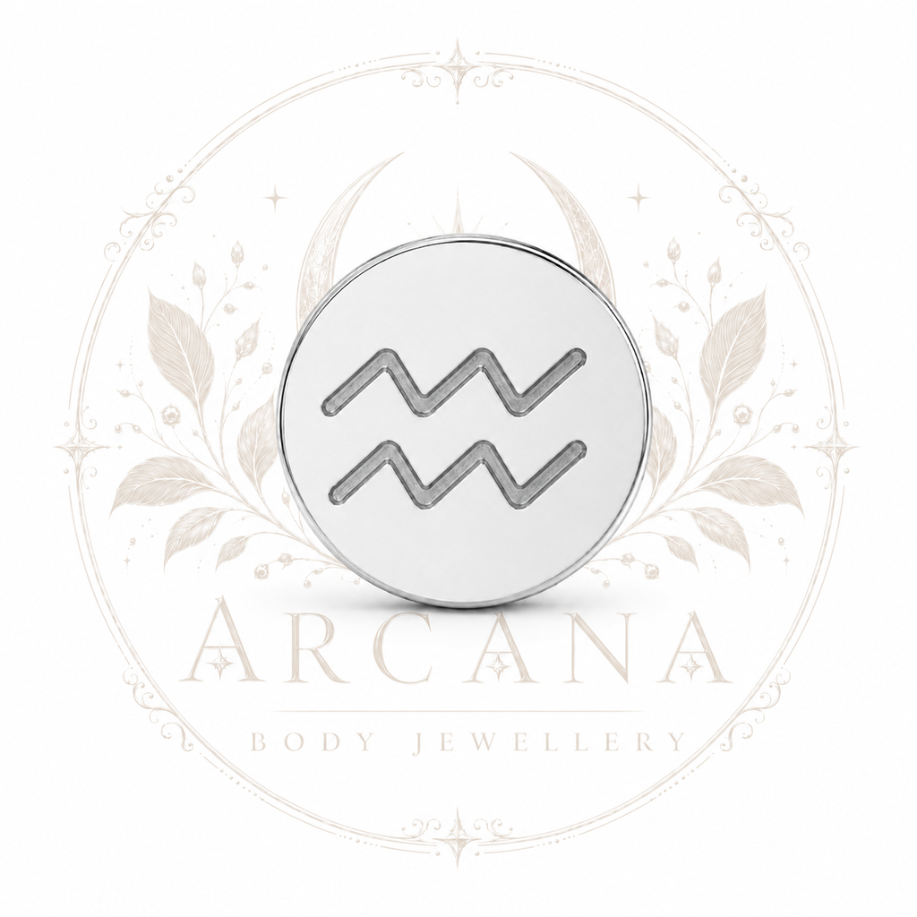 ♒ Aquarius Zodiac Engraved Flat Back