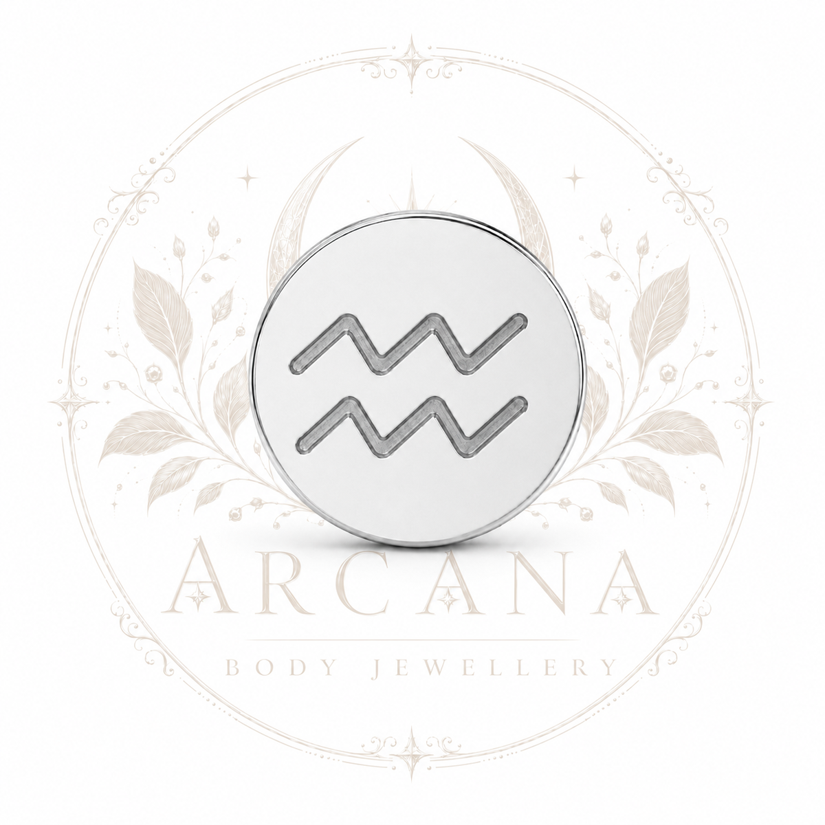 ♒ Aquarius Zodiac Engraved Flat Back