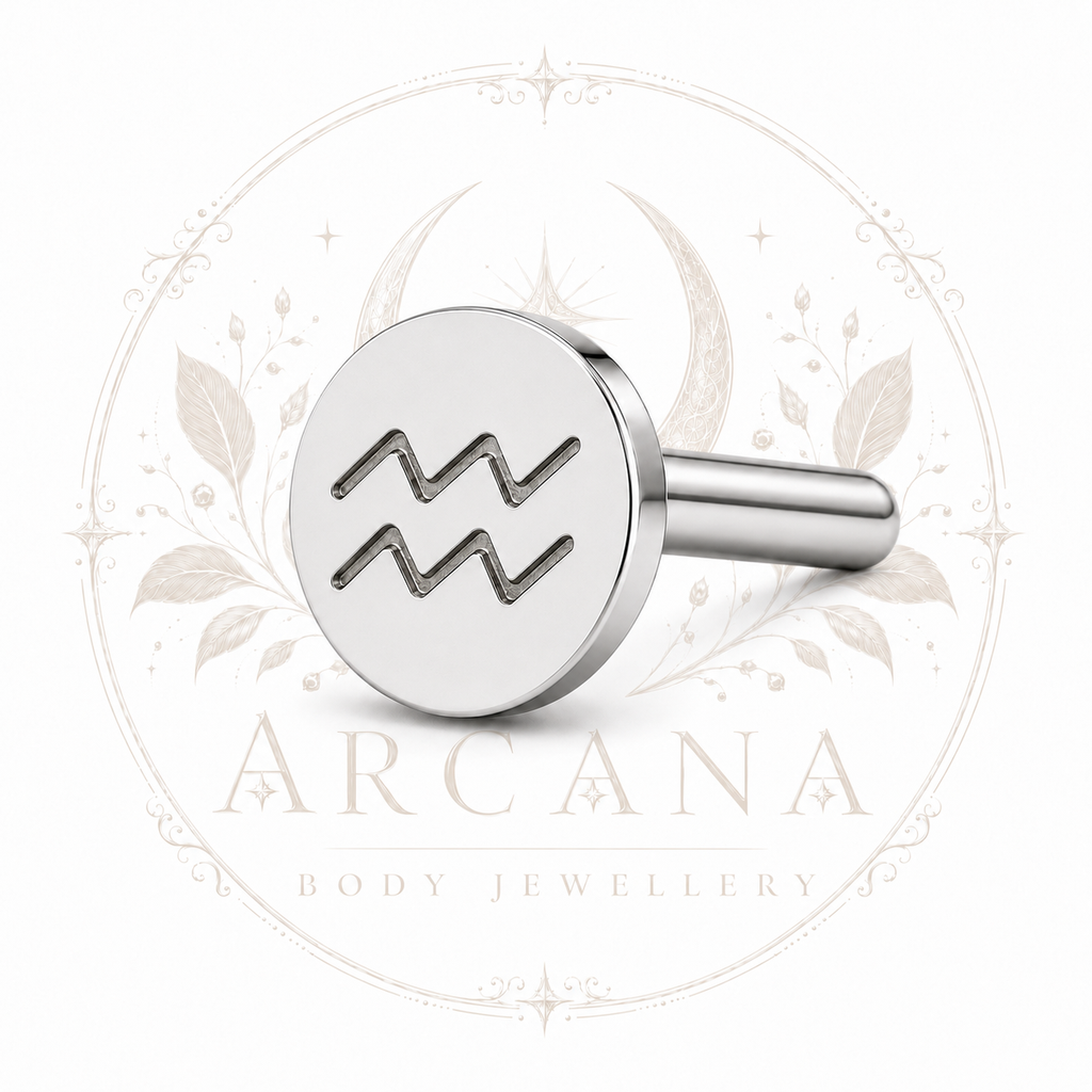 ♒ Aquarius Zodiac Engraved Flat Back