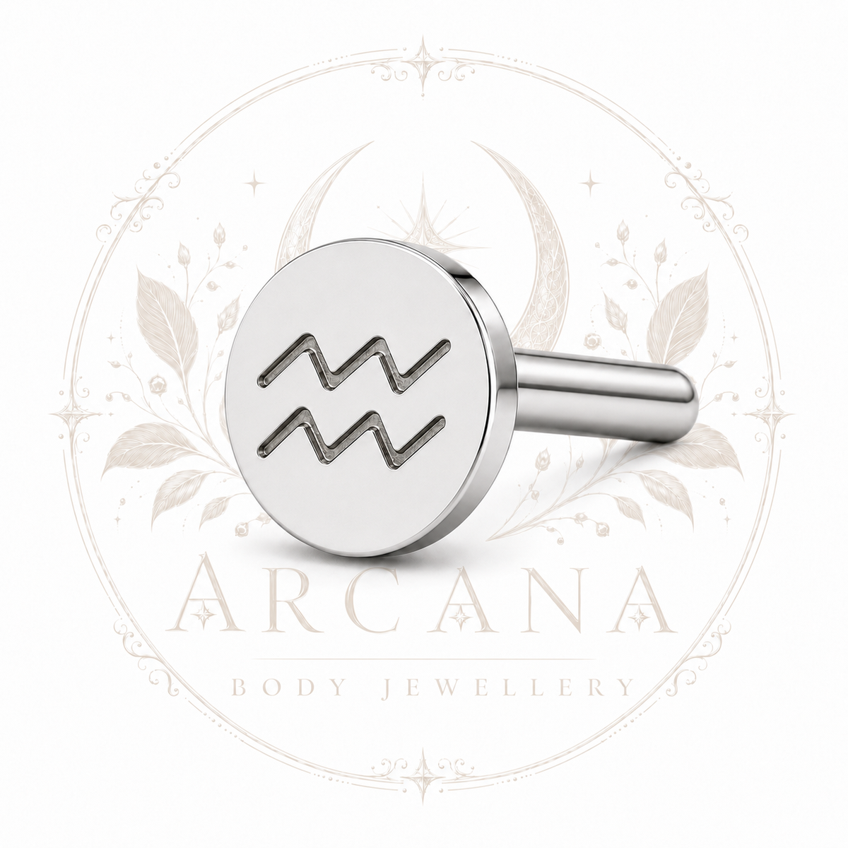 ♒ Aquarius Zodiac Engraved Flat Back